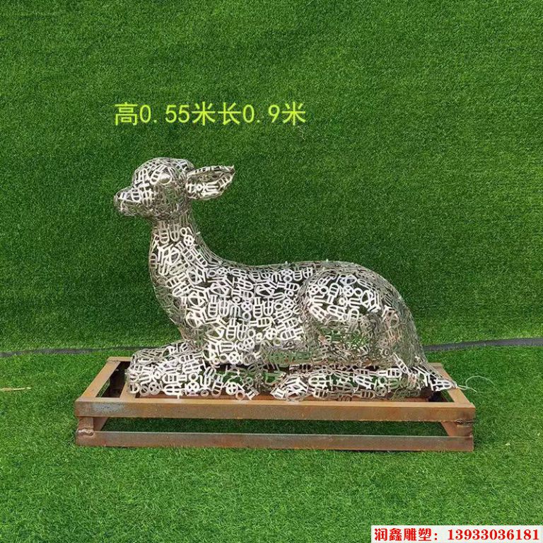 不锈钢各种姿态小鹿雕塑 景观小鹿雕塑